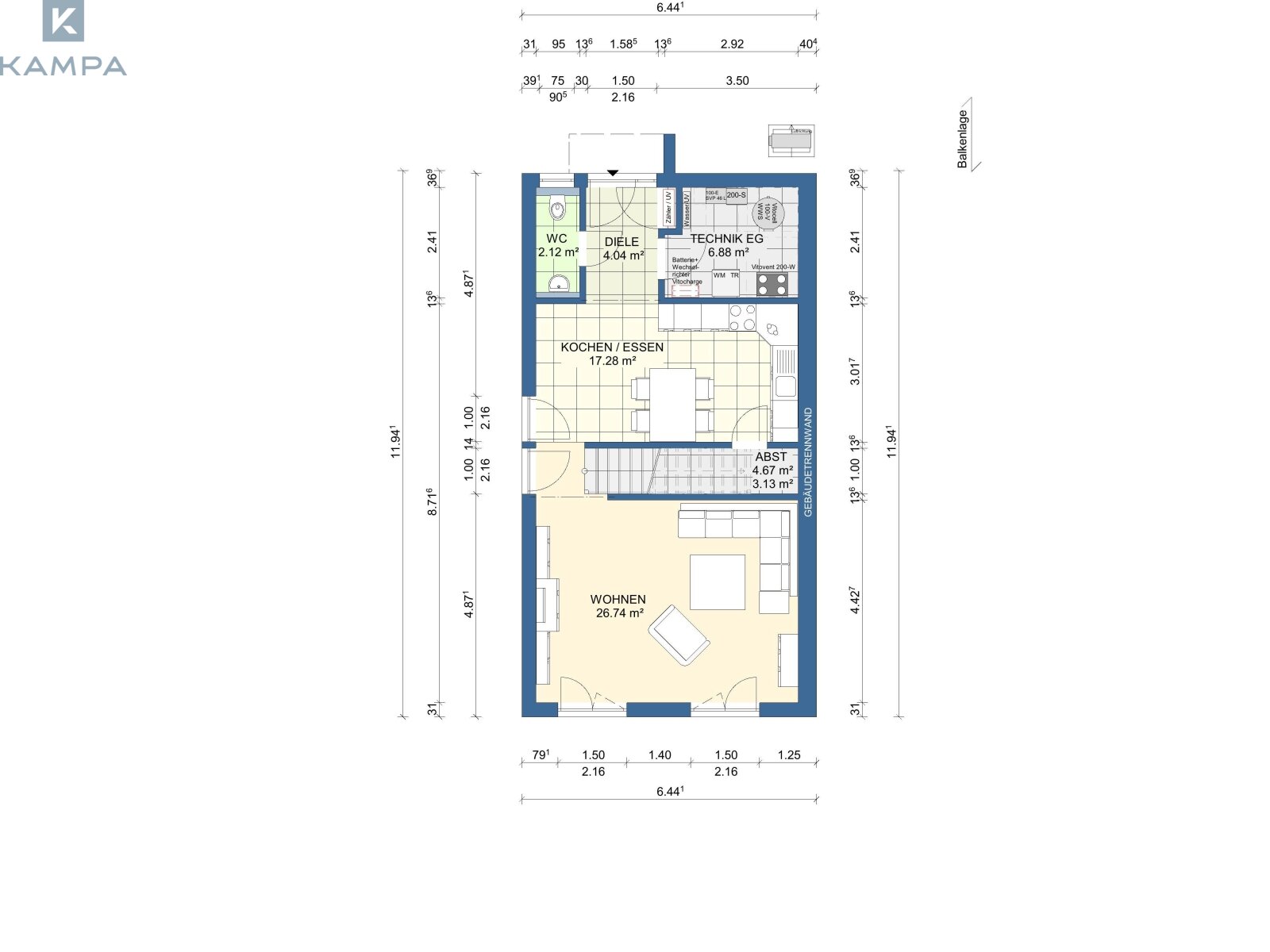 Moderne KAMPA-Doppelhaushälfte mit ca. 151 m² Wohnfläche, Dachstudio und hochwertiger Ausstattung in Lonsee
